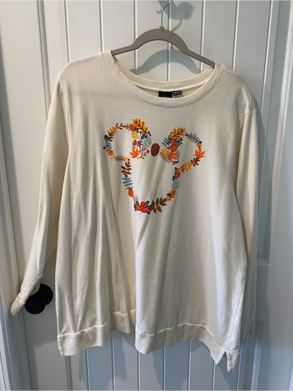 Disney Cream Crewneck Sweatshirt with Autumn Floral Mickey
